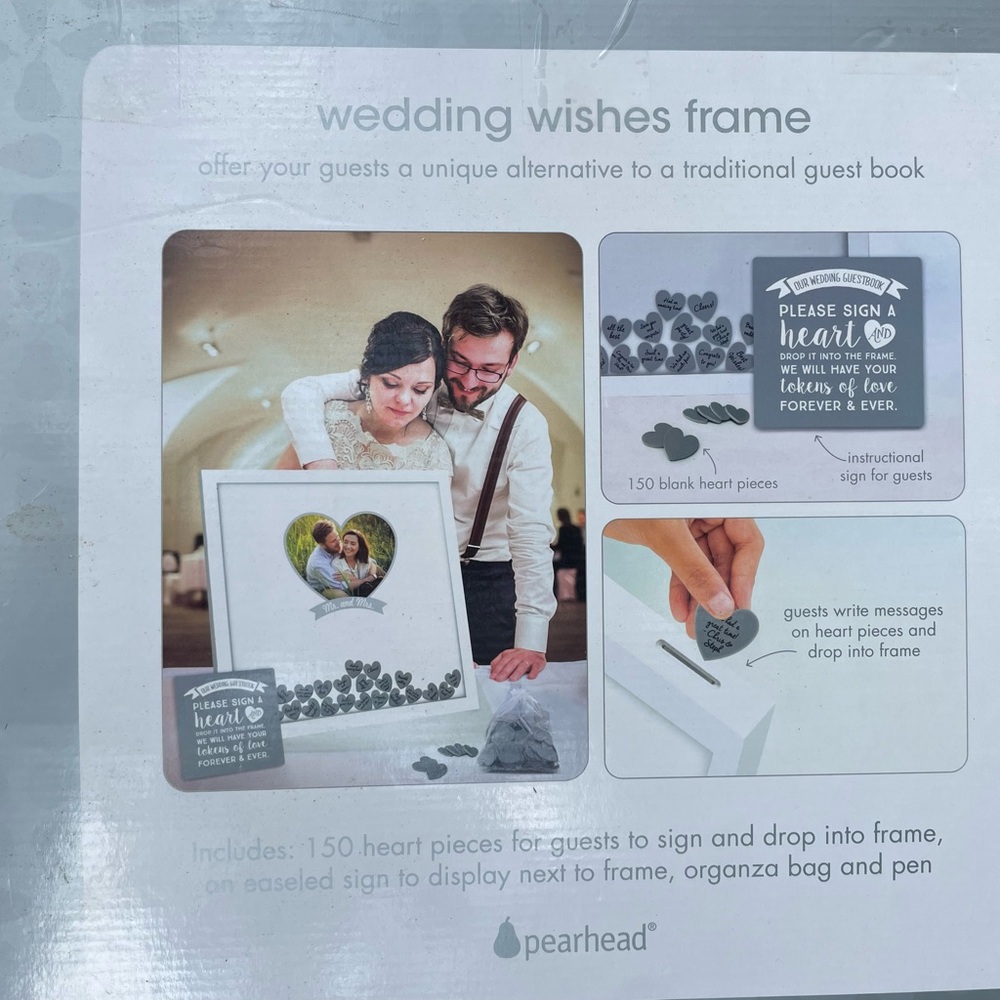 NIB Wedding Memory Book Photo Frame 150 Pieces Heart Shaped Wedding Guest Sign - Picture 2 of 4